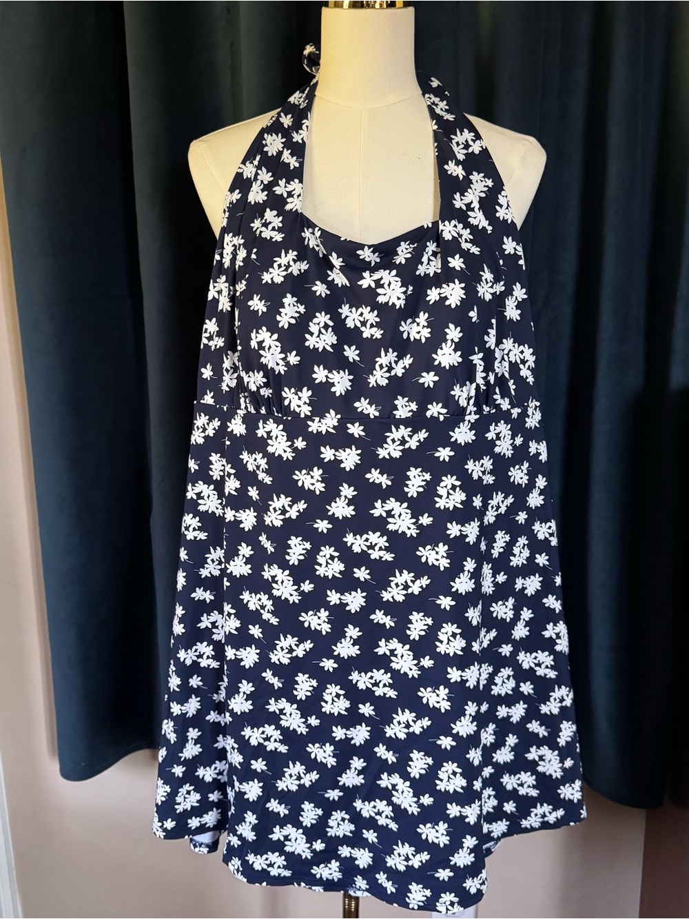 Lands End Halter Swim Dress 2X